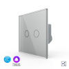 Двухклавишный проходной умный сенсорный выключатель EC, 1 пост, цвет серый Livolo