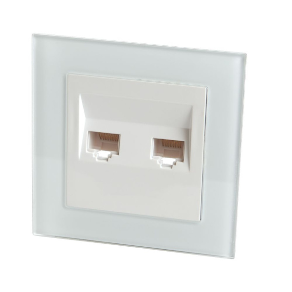 Розетка компьютерная 2-местная RJ-45 STEKKER GLS00-7006-01, серия Катрин, белый Розетка компьютерная 2-местная RJ-45 STEKKER GLS00-7006-01, серия Катрин, белый