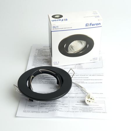 Светильник потолочный встраиваемый, DL11 MR16 50W G5.3 чёрный матовый Feron