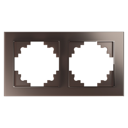 Рамка 2-местная, стекло, STEKKER, GFR00-7002-04,серия Катрин, шоколад