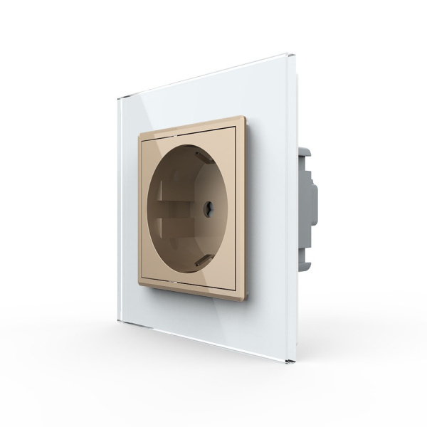 Розетка Livolo 1 пост Золотая с белой рамкой VL-C7C1EU-13/11 Розетка Livolo 1 пост Золотая с белой рамкой VL-C7C1EU-13/11