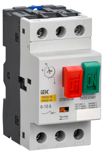 Пускатель ручной кнопочный ПРК32-10 In=10A Ir=6-10A 660В IEK