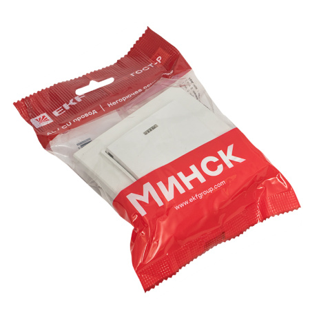 Минск Выключатель 1-клавишный СП с индикатором,10А, белый EKF