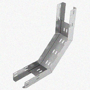 Лоток перфорированный КП 400х100-90 УТ1,5 для поворота трассы вверх на 90, оцинкованный лист S1,0