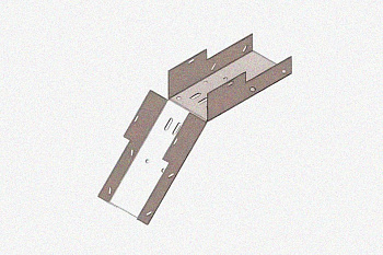 Лоток замковый глухой КСЗГ 200х100-45 УТ1,5 для поворота трассы вниз на 45, оцинкованный лист S1,0