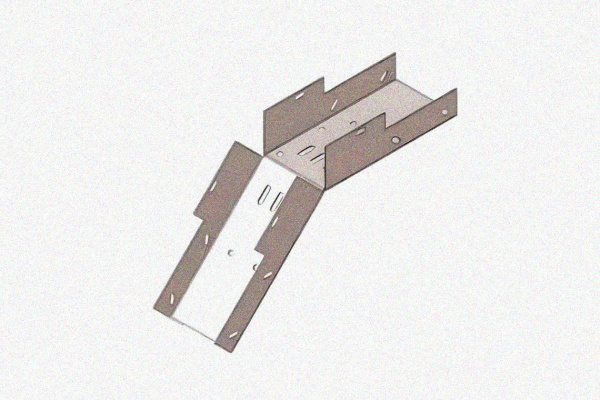 Лоток замковый глухой КСЗГ 200х100-45 УТ1,5 для поворота трассы вниз на 45, оцинкованный лист S1,0