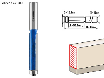 12.7x50.8мм, хвостовик 12мм, фреза кромочная с нижним подшипником ЗУБР