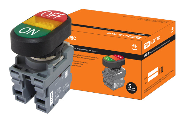 Кнопка двойная MPD3-11Y (зеленая/красная) (LED) в сборе d22мм/220В (ON/OFF) линза желтая TDM Кнопка двойная MPD3-11Y (зеленая/красная) (LED) в сборе d22мм/220В (ON/OFF) линза желтая TDM
