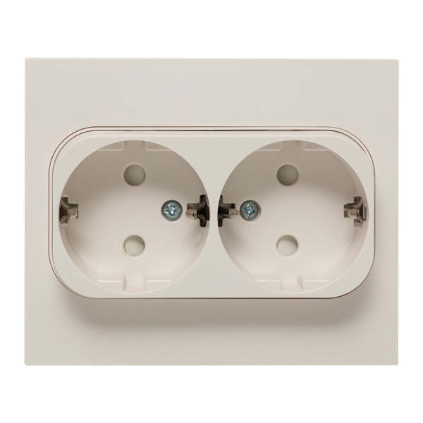 Стокгольм Розетка 2-местная с/з 16А белая с защ, штор, EKF