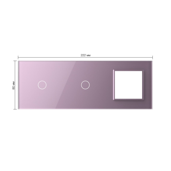 Панель для двух сенсорных выключателей и розетки, 2 клавиши (1+1), цвет розовый, стекло Livolo