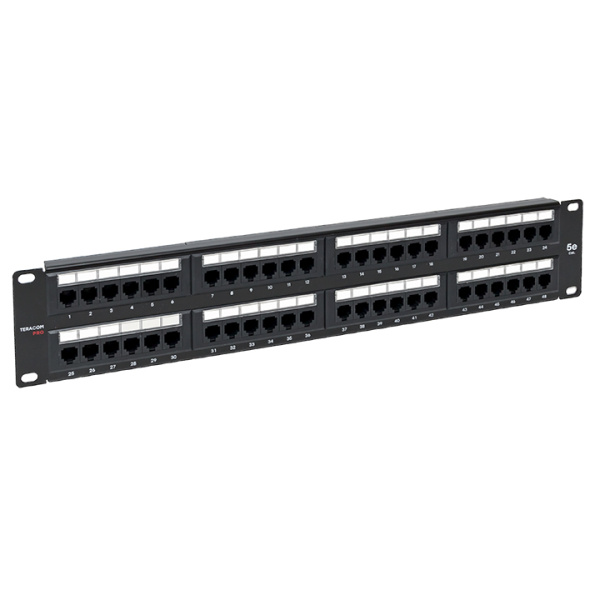 Патч-панель TERACOM PRO 19'' Cat,5E 2U неэкранированная UTP 48 портов RJ-45 Dual IDC EKF