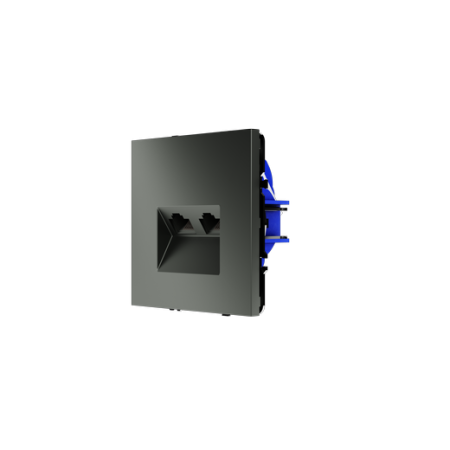 Розетка компьютерная встраиваемая Voltum S70 двойная RJ45+RJ45 КАТ.6, (титан)