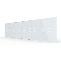 Панель для пяти сенсорных выключателей, 9 клавиш (2+1+2+2+2), цвет белый, стекло Livolo