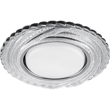 Св-к встр.с белой LED подсветкой Feron CD4037 потолочный GX53 без лампы, прозр., хром