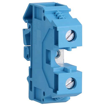 Клемма винтовая для дин-рейки, "Ноль" 6 - 35 мм2, 400В/125A, проходная, синяя, Hager