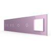 Панель для 4-х сенсорных выключателей и розетки, 6 клавиш (2+2+1+1), цвет розовый, стекло Livolo