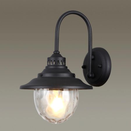 Ландшафтный настенный св-к E27 1*60W IP44 KALPI черный/стекло B ODEON LIGHT
