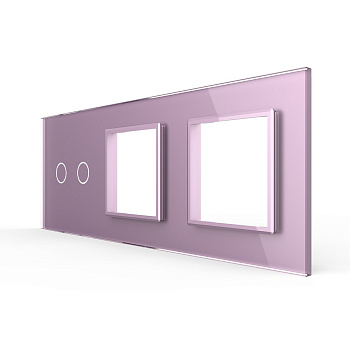 Панель для сенсорного выключателя и двух розеток, 2 клавиши, цвет розовый, стекло Livolo