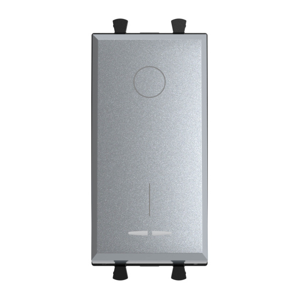 Выключатель двухполюсный одноклавишный модульный, "Avanti", "Закаленная сталь", 1 модуль DKC