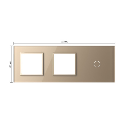 Панель для двух розеток и сенсорного выключателя, 1 клавиша, цвет золотой, стекло Livolo