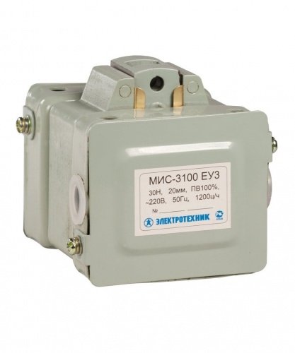 Электромагнит МИС-3100 ЕУ3, 110В, тянущее исполнение, ПВ 100%, IP20, с жесткими выводами Электротехник
