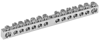 Шина PEN "земля-ноль" 6х9мм 14/1 с никелевым покрытием (14групп/крепеж по центру) IEK