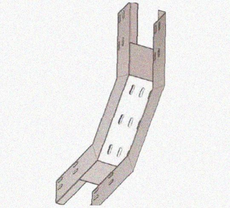 Лоток перфорированный КП 500х100-90 УТ1,5 для поворота трассы вверх на 90, оцинкованный лист, S1,5