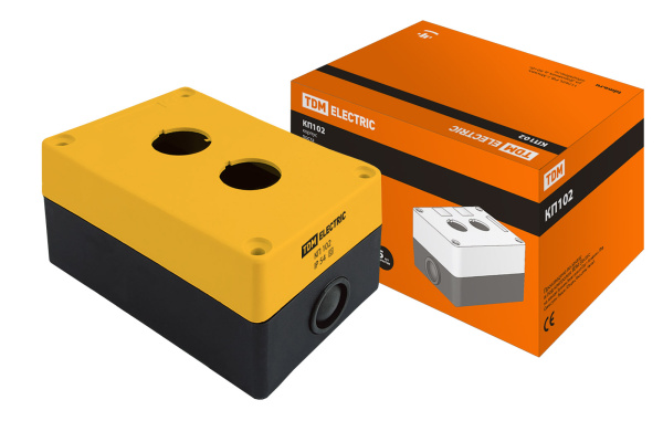 Корпус КП102 для кнопок 2места желтый TDM Корпус КП102 для кнопок 2места желтый TDM