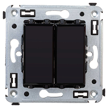 Переключатель двухклавишный в стену, "Avanti", "Черный квадрат" DKC