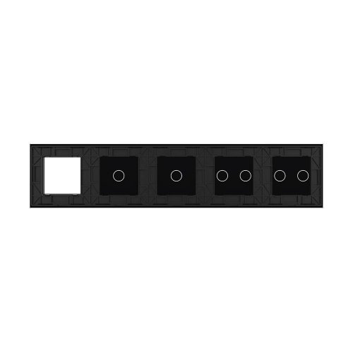 Панель для 4-х сенсорных выключателей и розетки, 6 клавиш (2+2+1+1), цвет черный, стекло Livolo фото 4