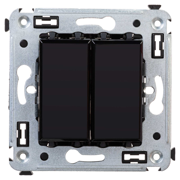 Переключатель двухклавишный в стену, "Avanti", "Черный квадрат" DKC