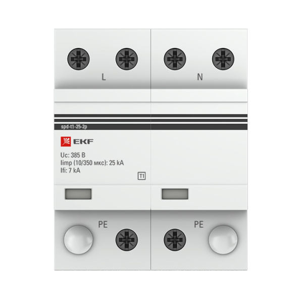 Устройство защиты от импульсных перенапряжений Тип 1 Iimp 25kA (10/350μs) 2P EKF 