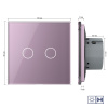 Сенсорный импульсный выключатель сухой контакт 2 клавиши 1 модуль Розовый Livolo