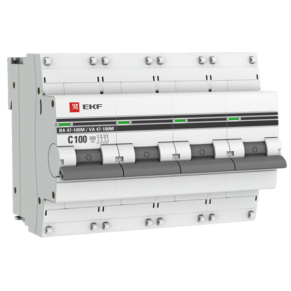 Выключатель автоматический ВА МОД 4П 100А С 10кА ВА 47-100M без теплового расцепителя PROxima EKF