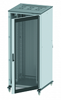 Напольный 19" IT-корпус ДКС серии CQE 24U 800х1200х800, двери стекло+сплошная, панели для крыши, кабельный ввод, RAL7011/7035 DKC