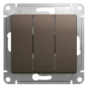 СНЯТ GLOSSA  Механизм выключателя 3-клавишный 10А, шоколад Schneider Electric