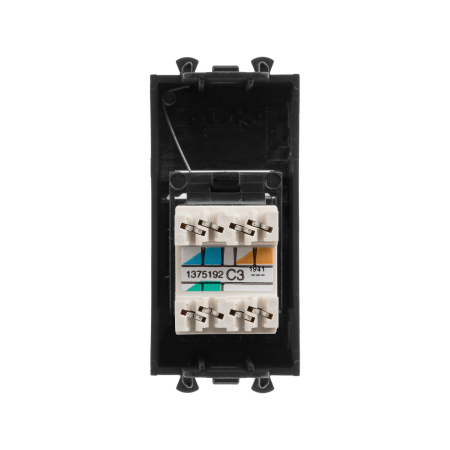 Телефонная розетка RJ-12 модульная, "Avanti", "Черный матовый", 1 модуль DKC Телефонная розетка RJ-12 модульная, "Avanti", "Черный матовый", 1 модуль DKC