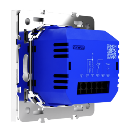 Терморегулятор электронный Voltum S70 с индикацией и датчиком, для теплого пола, (белый глянцевый)