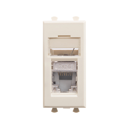 Компьютерная розетка RJ-45 модульная, кат.6 экранированная, "Avanti","Ванильная дымка", 1 модуль DKC