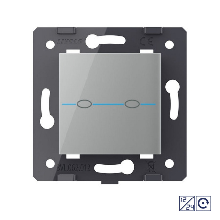 Двухклавишная сенсорная кнопка Quadro 12/24В, цвет серый (механизм) Livolo