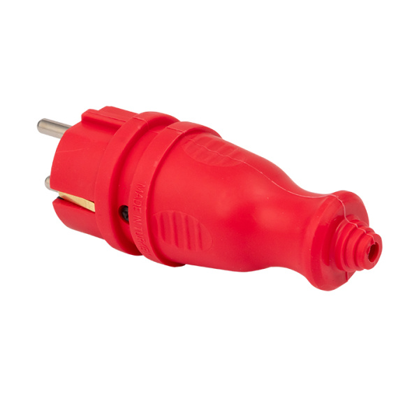 Вилка красная каучуковая прямая 230В 2P+PE 16A IP44 PRO EKF