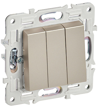SKANDY Выключатель 3-клавишный 10А SK-V11Sh шампань IEK