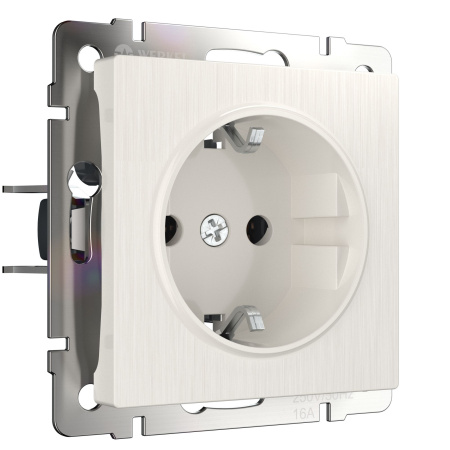 Встраиваемые механизмы Розетка СУ 1 мест. с зазем. 16А перламутр рифленый IP20 Werkel