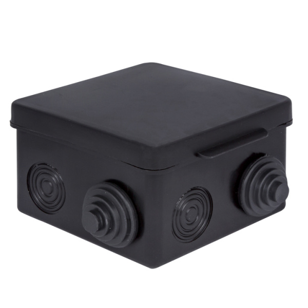 Коробка распределительная КМР-030-031 с крышкой (80х80х50), 7 мембр, вводов чёрная IP54 розн, стикер EKF