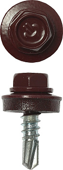 Саморезы СКМ кровельные, RAL 3005 темно-красный, 19 x 5,5 мм, 500 шт, для металлических конструкций, Профессионал ЗУБР