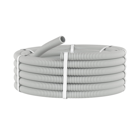 Труба ПВХ гибкая гофр. д.32мм, тяжёлая без протяжки, 25м, цвет серый Plus DKC