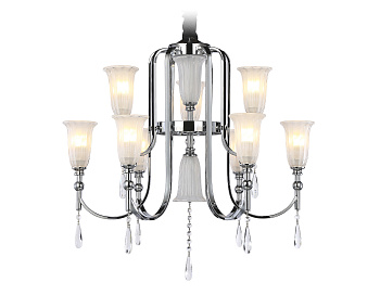 Подвесная люстра с хрусталем TR3249/9 CH/FR хром/белый матовый E14*9 max 40W D735*720 Ambrella Light