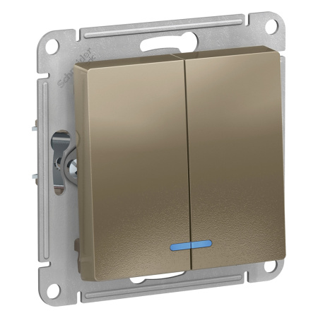 ATLASDESIGN Механизм выключателя СУ 2 кл. с подсветкой 10А шампань IP20 Schneider Electric