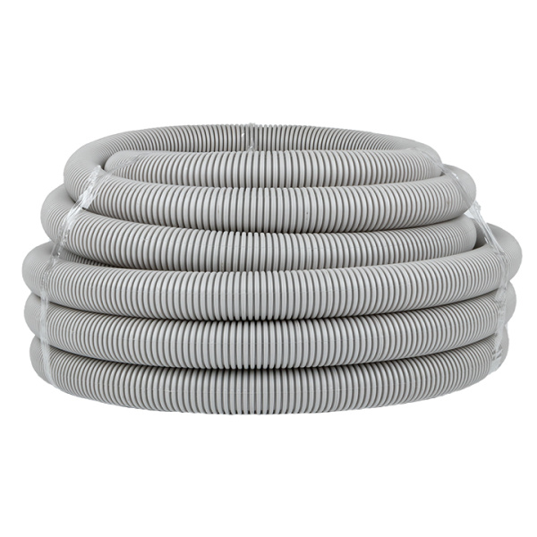 Труба гофр, ПВХ с протяжкой d40 мм (15 м) серая EKF-Plast