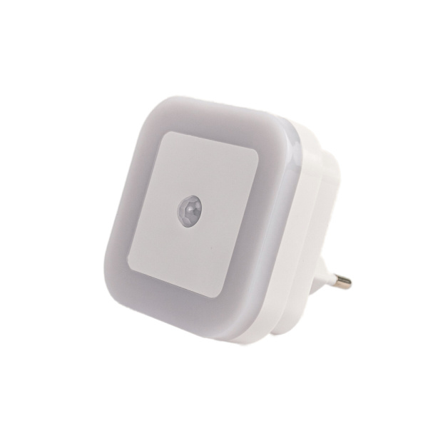 Ночник светодиодный с датчиком движения квадратный RocketSocket, Вкл/Выкл/Авто, теплый белый свет, 1.0Вт, Белый